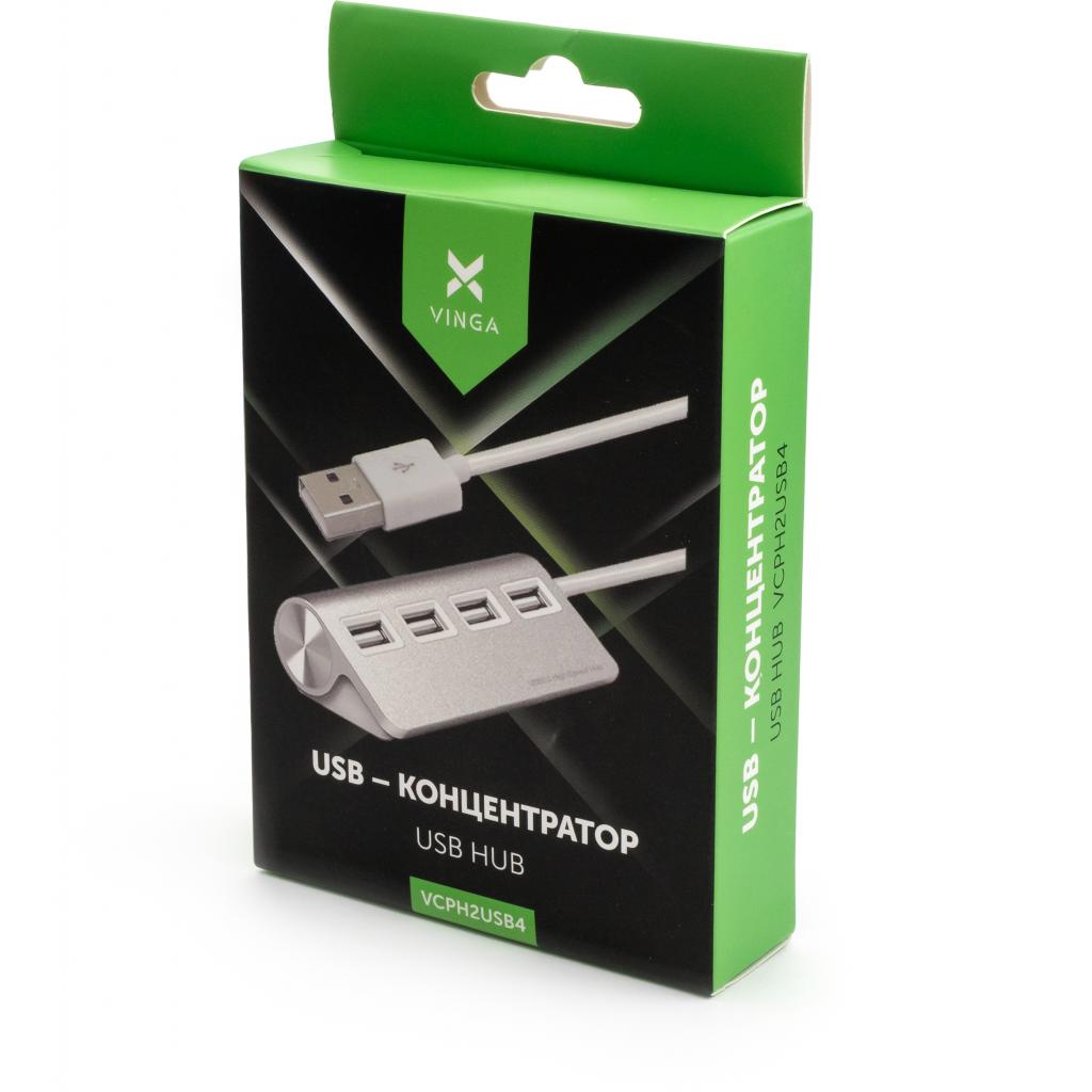 Концентратор Vinga USB 2.0 to 4*USB2.0 metal (VCPH2USB4) - зображення 4