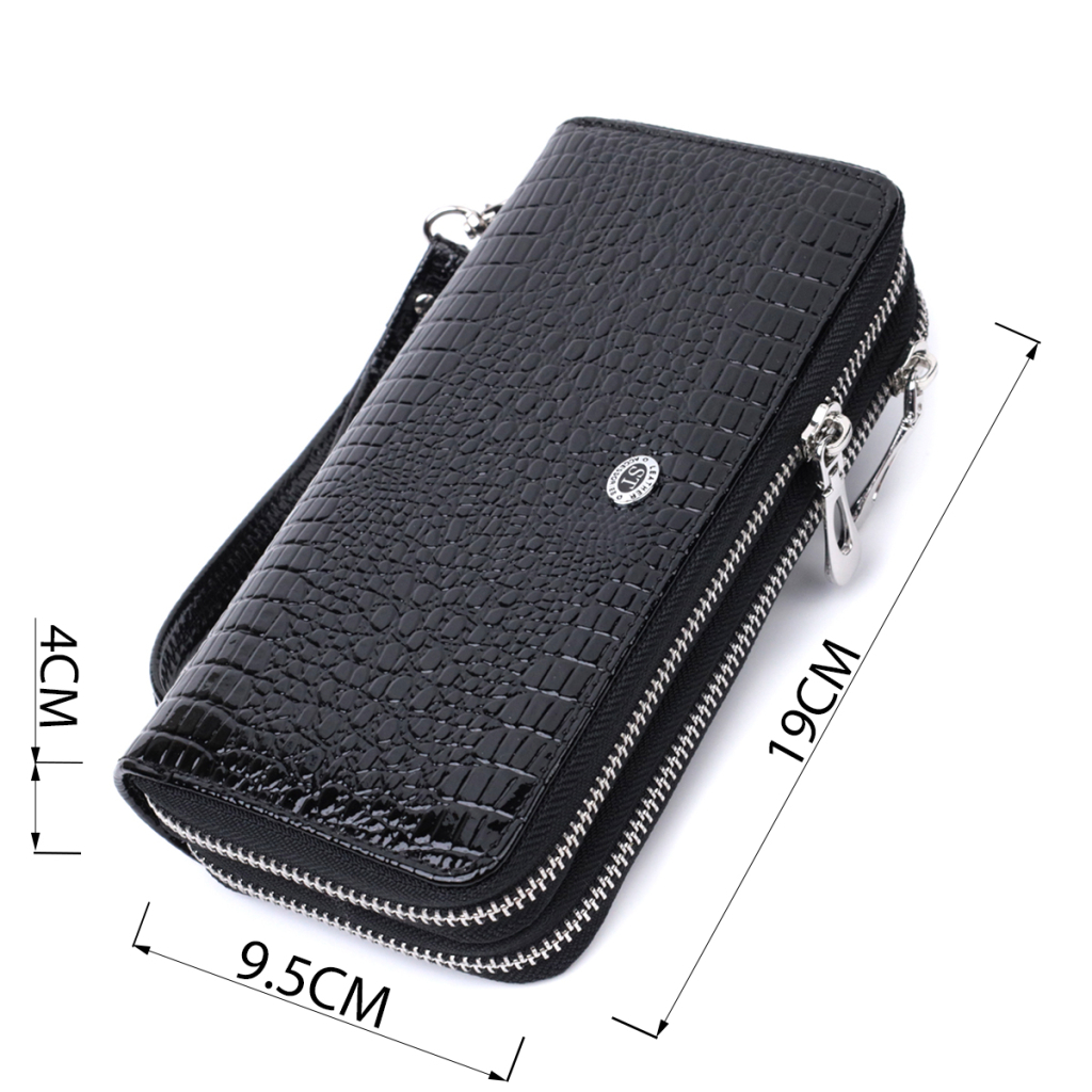 Гаманець ST Leather З лакованої натуральної шкіри Чорний (22693) - зображення 3
