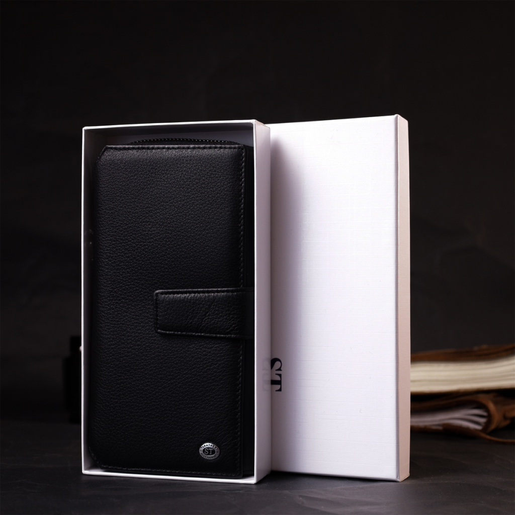 Гаманець ST Leather З натуральної шкіри Чорний (19432) - зображення 11