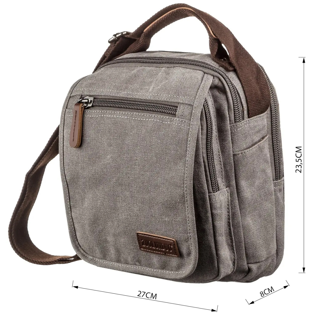 Сумка Vintage Текстильна чоловіча на два відділення Сіра (20198) - зображення 3