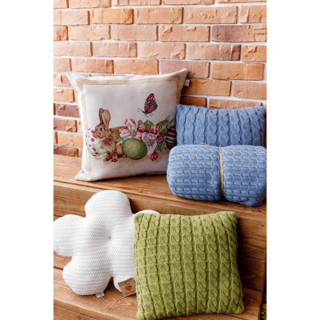 Подушка Прованс декоративна гобеленова Зайчик з писанками і квітами Веснянка 45х45 см (034272) - изображение 5