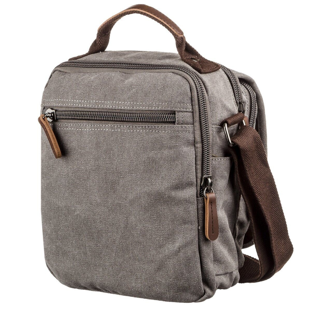 Сумка Vintage Текстильна чоловіча на два відділення Сіра (20198) - зображення 2