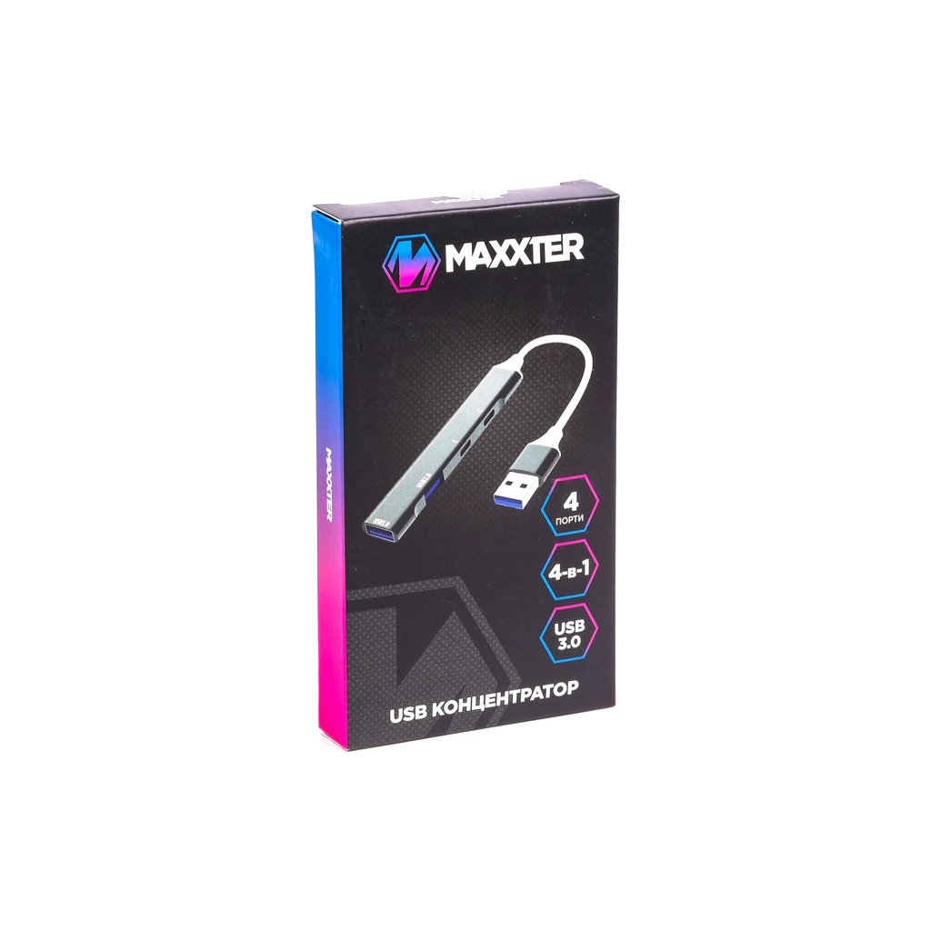 Концентратор Maxxter USB 3.0 to 1xUSB 3.0 + 1xUSB 2.0 + 2xUSB-C (HU3A-4P-03) - зображення 4