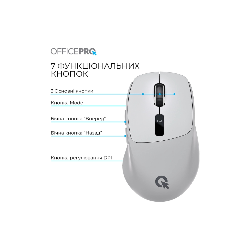 Мишка OfficePro M398G Wireless/Bluetooth Gray (M398G) - зображення 5