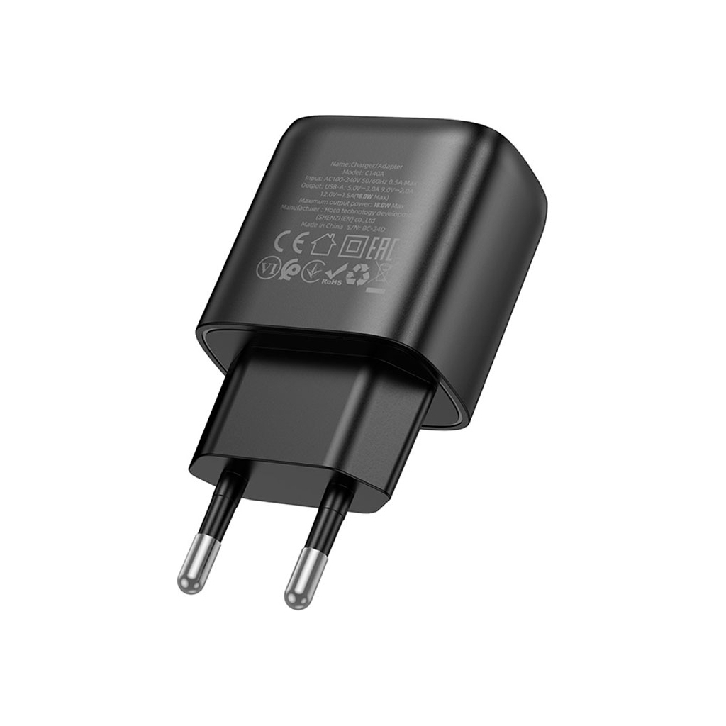 Зарядний пристрій HOCO C140A Smart USB QC3.0 Black (6942007627788) - зображення 3