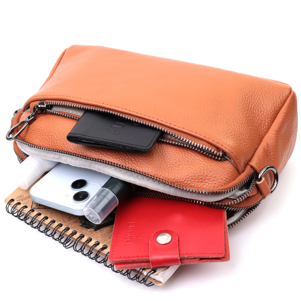 Сумка Vintage Містка Жіноча з кишенями з натуральної шкіри Коричнева (22601) - зображення 10