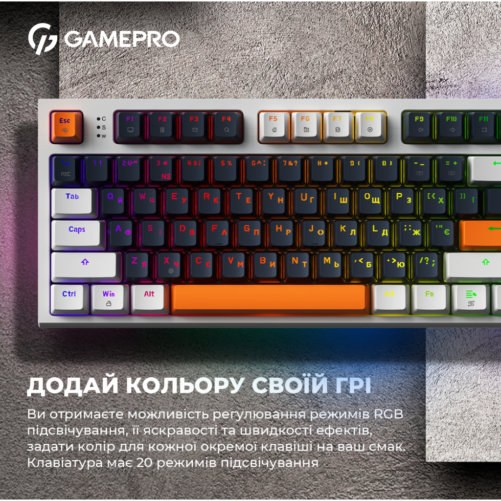 Клавіатура GamePro MK180W Hot-Swap Red Swich RGB USB UA White (MK180W) - зображення 10