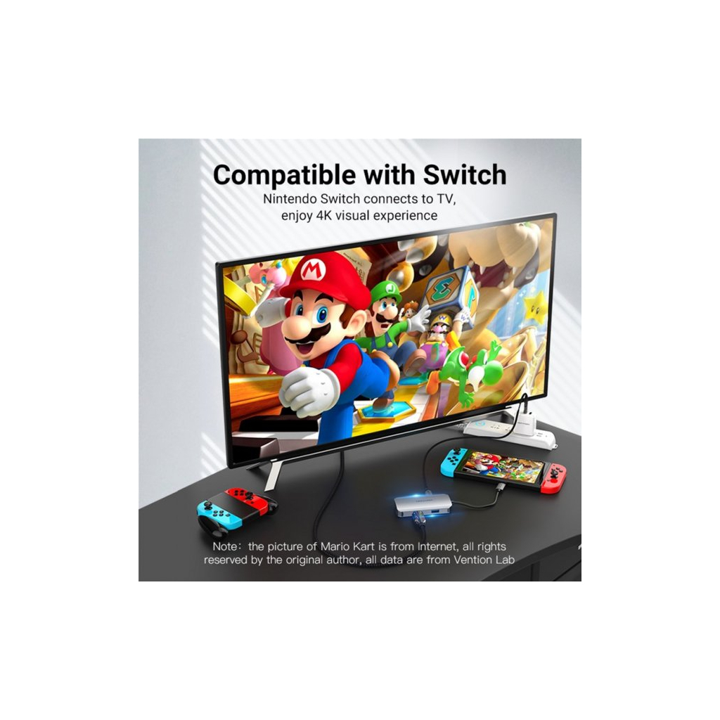 Концентратор Vention USB3.1 Type-C --> HDMI/VGA/USB 3.0/PD 100W Hub 4-in-1 (TOAHB) - зображення 7