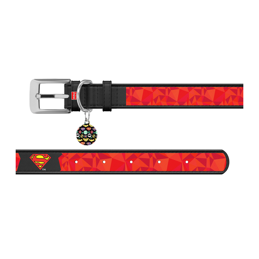 Нашийник для тварин WAUDOG Design з QR паспортом "Супермен 1" Ш 20 мм Д 29-38 см чорний (0020-1007-01) - зображення 3