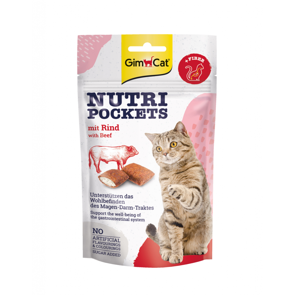 Ласощі для котів GimCat Nutri Pockets Яловичина + Солод (Мальт) 60 г (4002064400747) - зображення 1