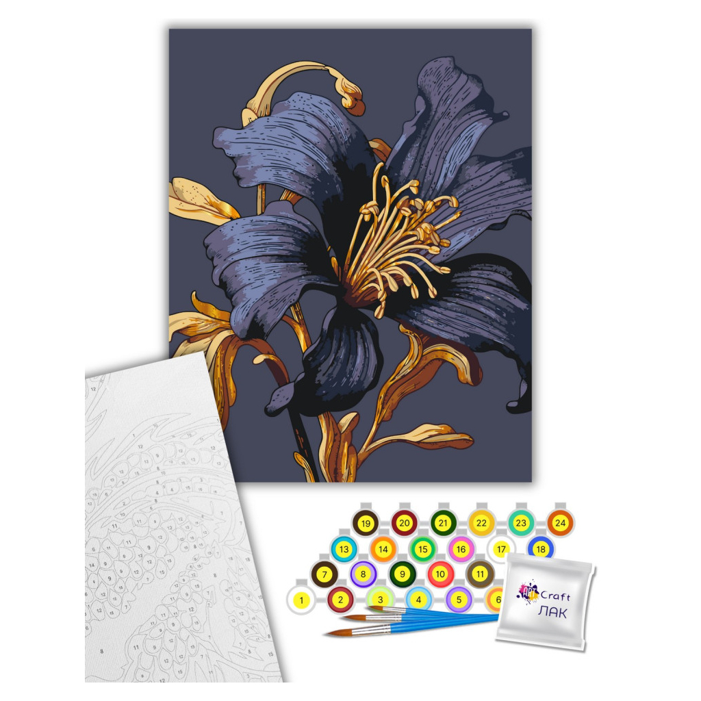 Картина по номерам ArtCraft Таємнича лілія з металізованими фарбами 40х50 см (13151-AC) - зображення 2