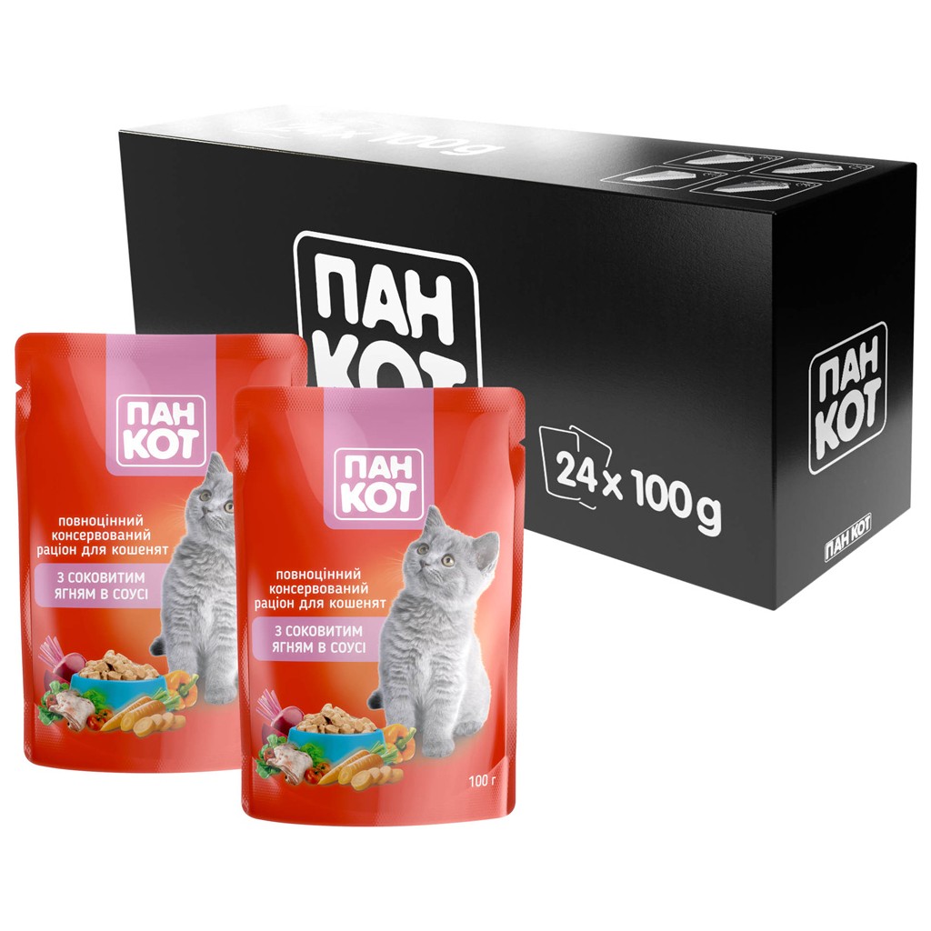 Вологий корм для кішок Пан Кот ягня в соусі 100 г (4820111141050) - зображення 3