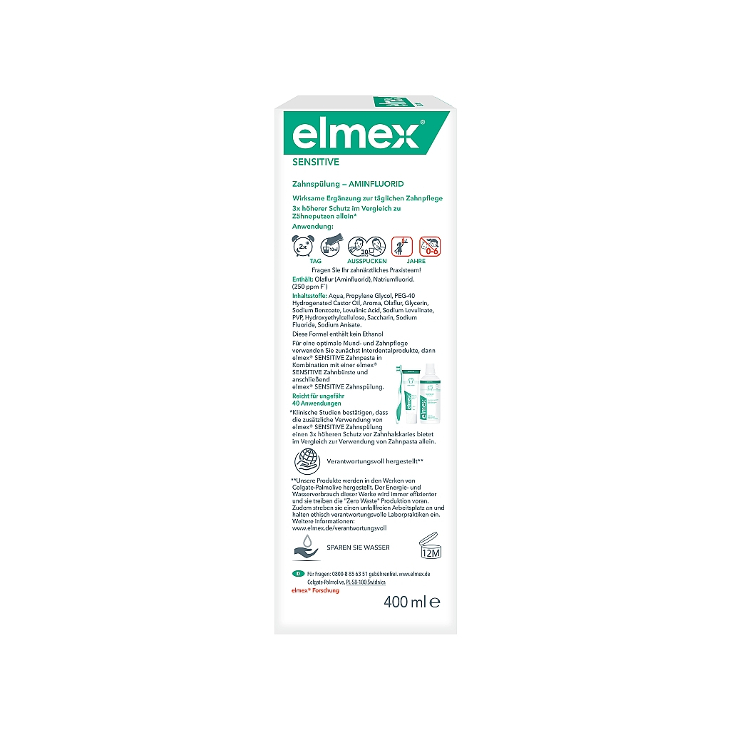 Ополіскувач для порожнини рота Elmex Sensitive для зниження чутливості зубів 400 мл (7610108059317) - зображення 3