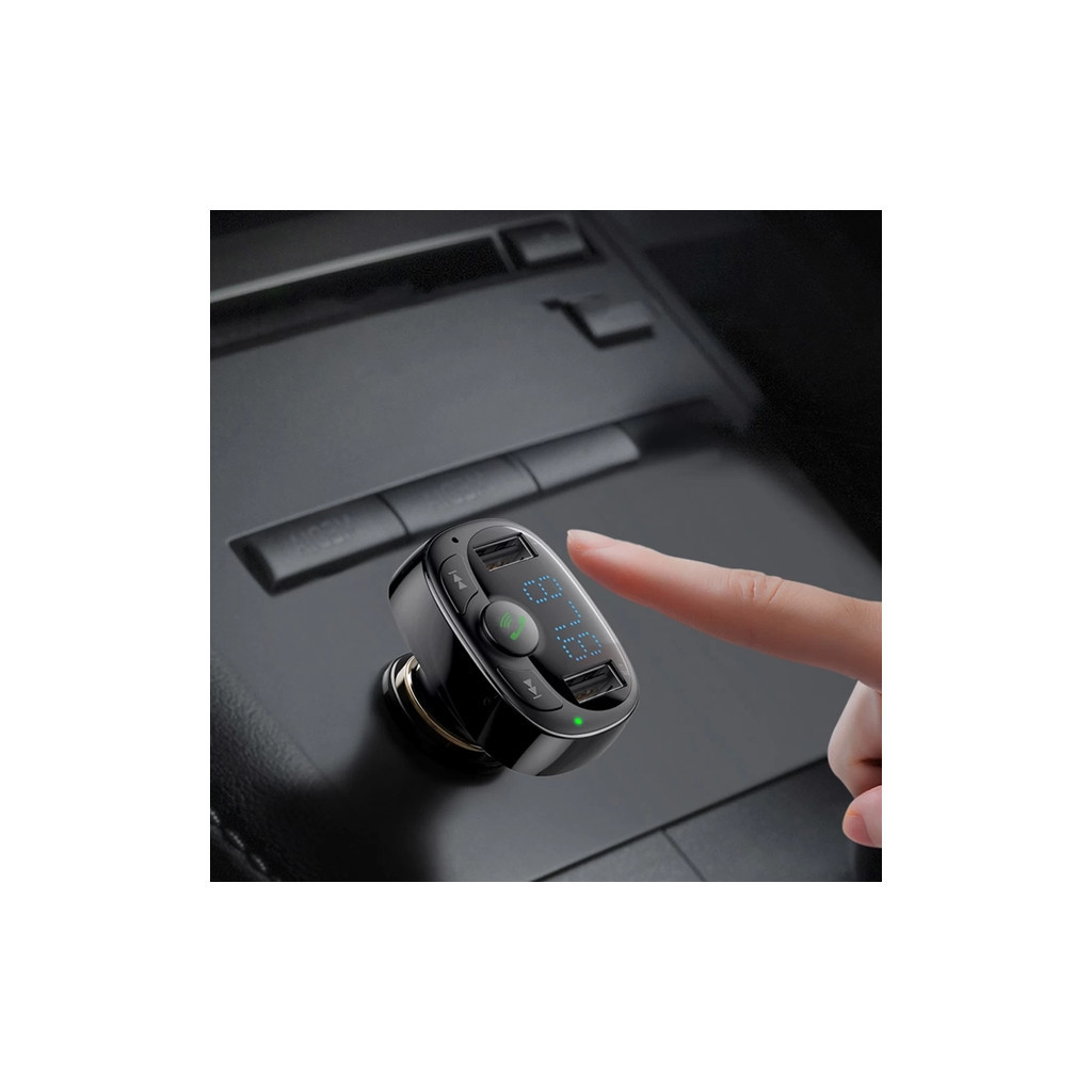 FM модулятор Baseus T Shaped S-09A 2 х USB Type-A, microSD Black (CCMT000001) - зображення 8