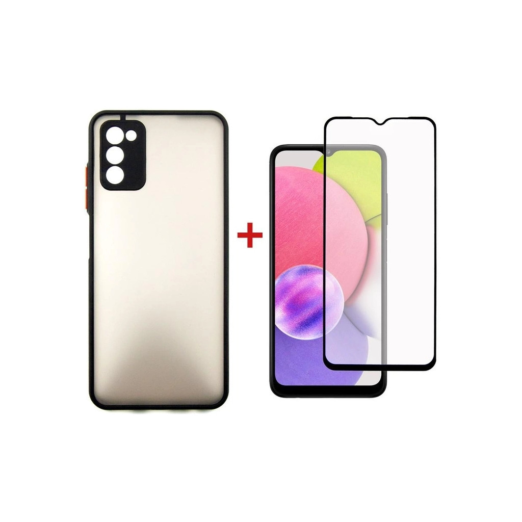 Чохол до мобільного телефона Dengos Kit for Samsung Galaxy A03s case + glass (Black) (DG-KM-24) - зображення 1