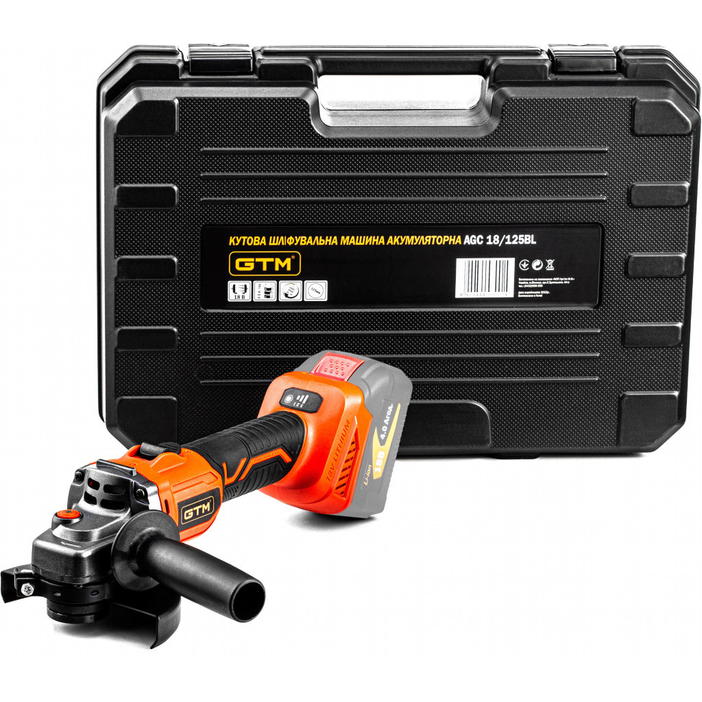 Шліфувальна машина GTM AGC18/125BL, 125мм, 18В, 3000-8500об/хв (без АКБ та ЗП) (AGC18/125BL_BARE TOOL) - зображення 4