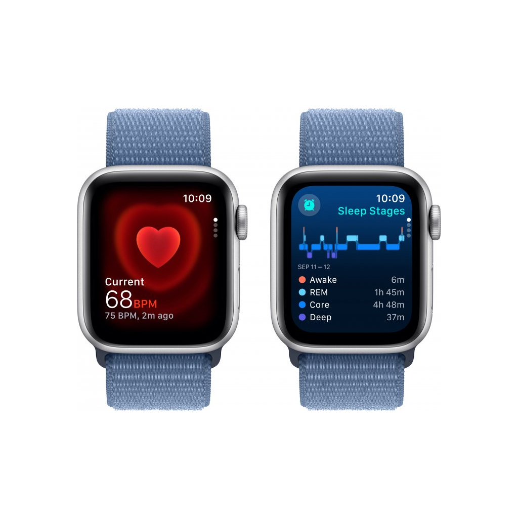 Смарт-годинник Apple Watch SE 2023 GPS 40mm Silver Aluminium Case with Winter Blue Sport Loop (MRE33QP/A) - зображення 5