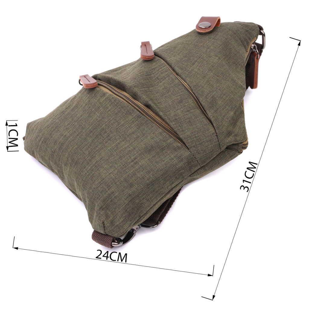 Сумка Vintage Через плече для чоловіків з текстилю Оливкова (22197) - зображення 3