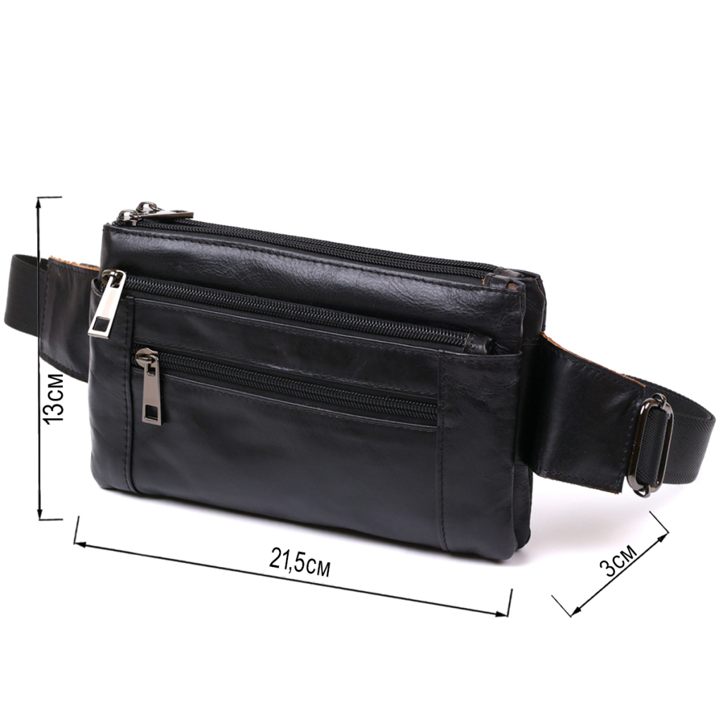 Сумка Vintage На пояс з натуральної шкіри Чорна (20474) - зображення 3