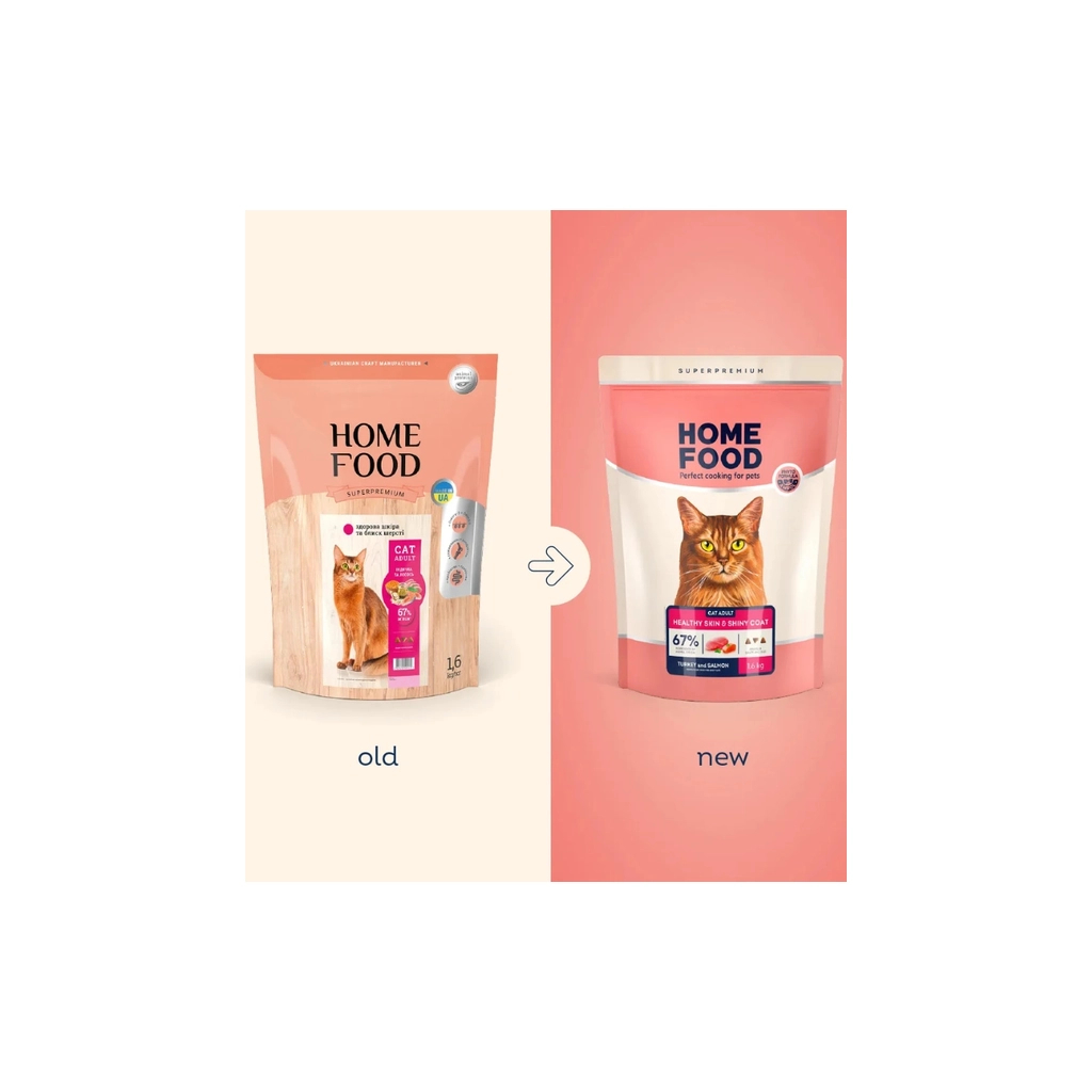 Сухий корм для кішок Home Food Healthy skin and shiny coat з індичкою та лососем 1.6 кг (4820235020170) - зображення 2