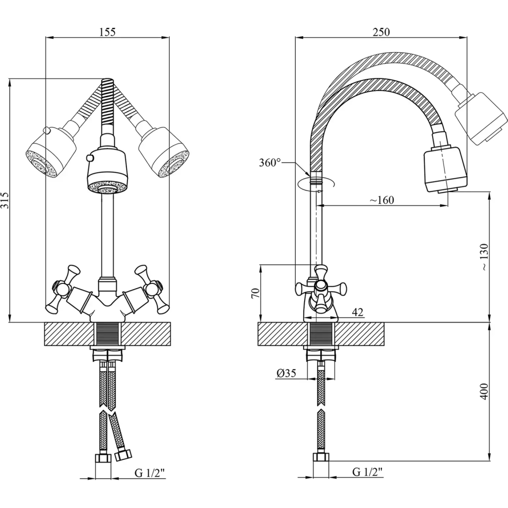 Змішувач Kroner Rhein-C030-1 (CV023573) - изображение 7