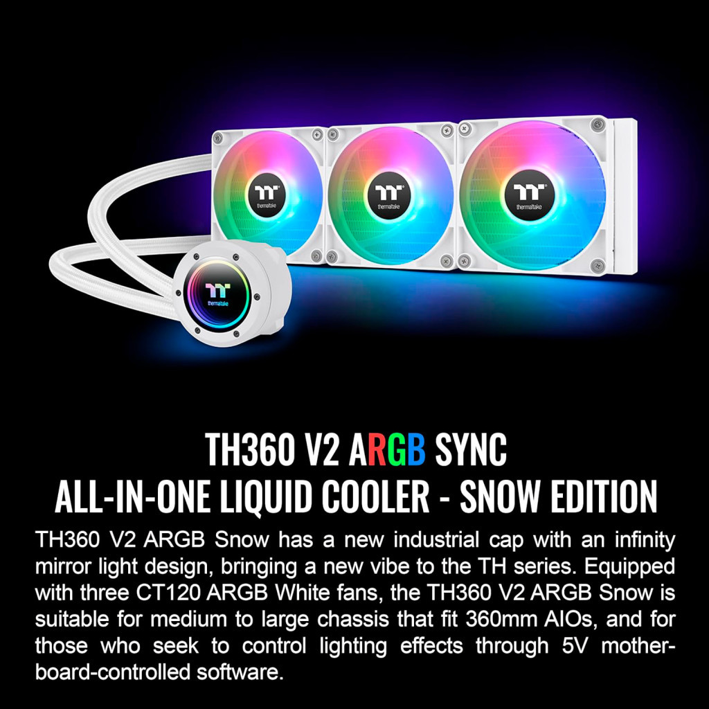 Система рідинного охолодження ThermalTake TH360 V2 ARGB Sync Snow Edition (CL-W365-PL12SW) - зображення 6
