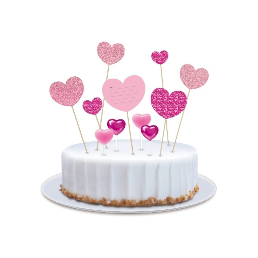 Свічка Maxi 4 шт. 7 топерів з паперовими серцями на торт (MX382) - зображення 1