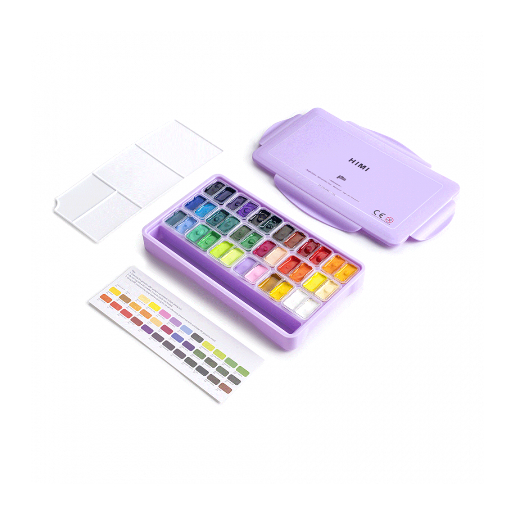 Гуашеві фарби HIMI Twin Cup 36*12мл, фіолетовий пластик.пенал (6976939682560) - зображення 3