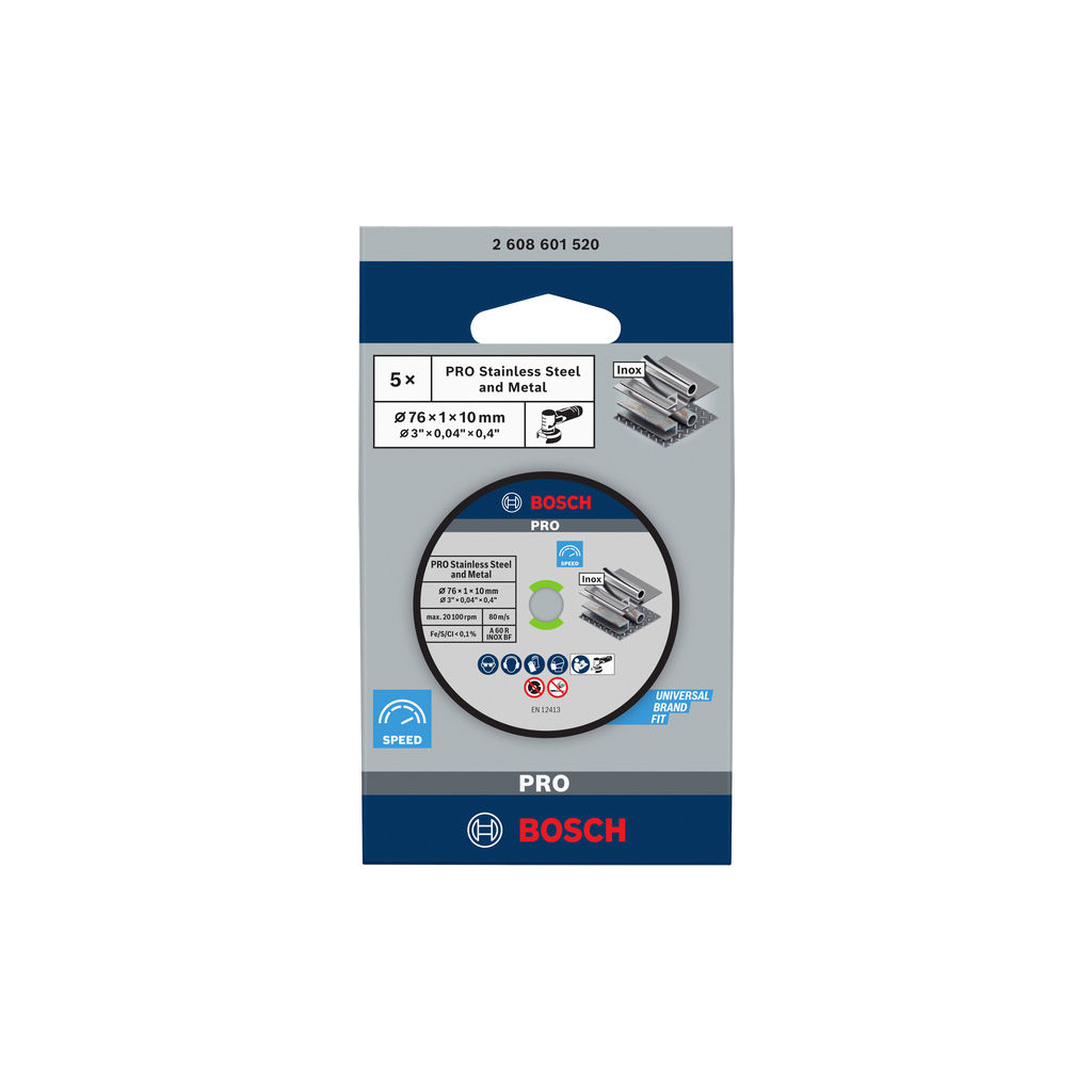 Круг відрізний Bosch Expert for Inox, 76х10х1мм, 5шт (2.608.601.520) - зображення 2