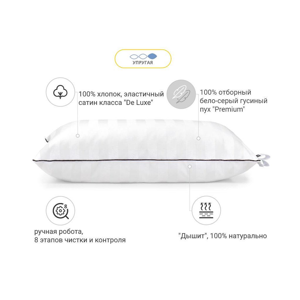 Подушка MirSon пухова Hand Made Royal Pearl 908 висока 60x60 (2200000555762) - изображение 2