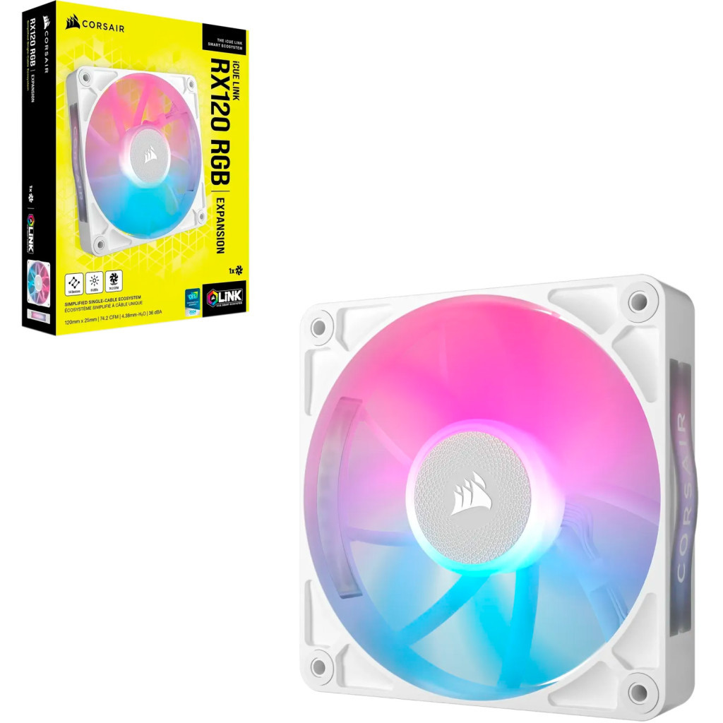 Кулер до корпусу Corsair iCUE Link RX120 RGB PWM White (CO-9051021-WW) - зображення 3