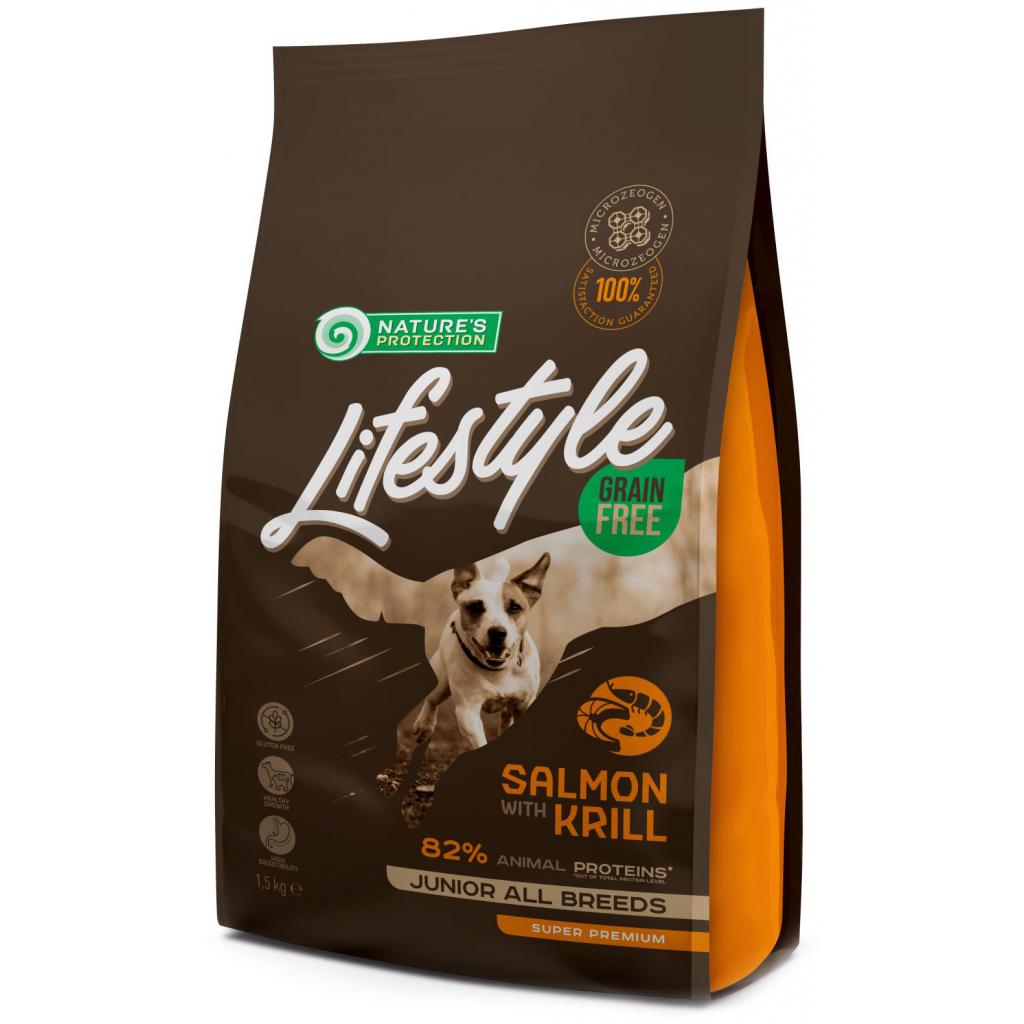 Сухий корм для собак Nature's Protection Lifestyle Grain Free Salmon, Krill Junior All Breeds 1.5 кг (NPLS45686) - зображення 1