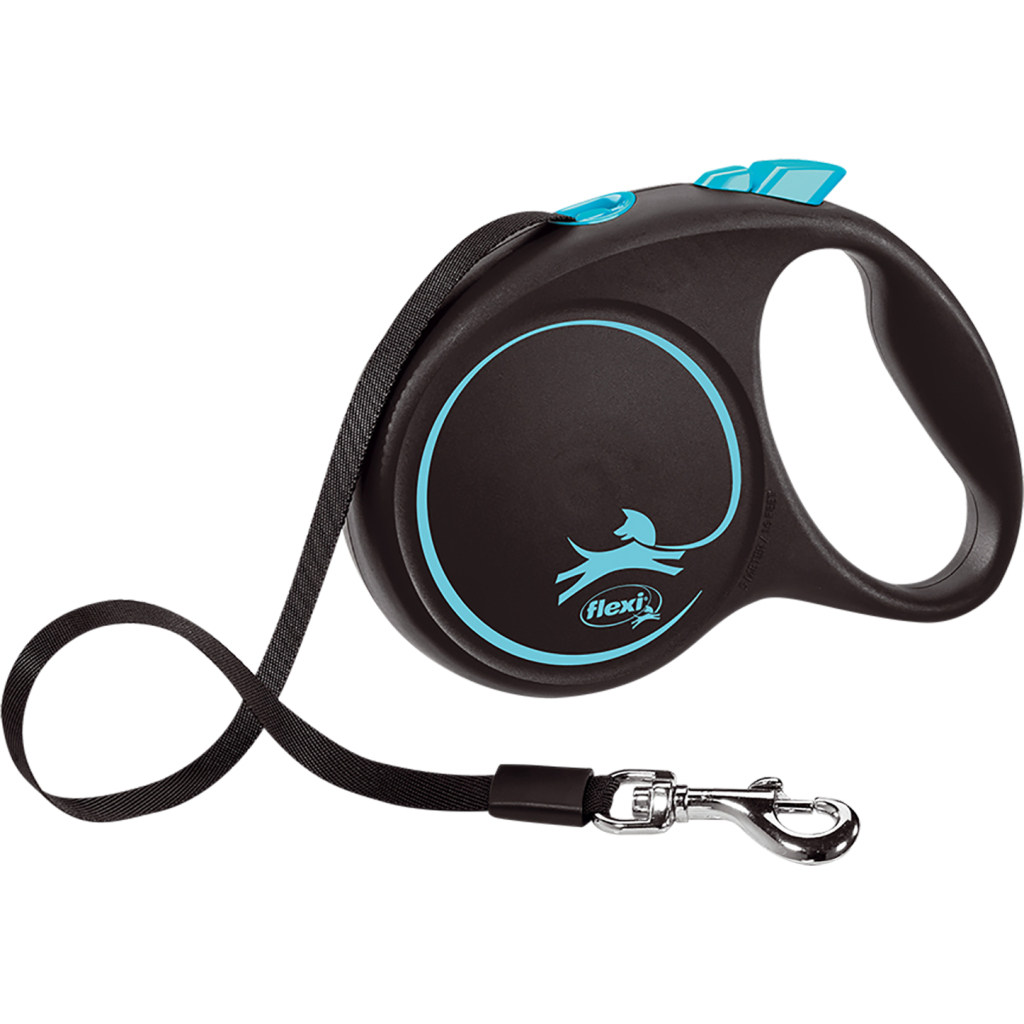 Повідець для собак Flexi Black Design М стрічка 5 м (блакитний) (4000498034033) - зображення 1