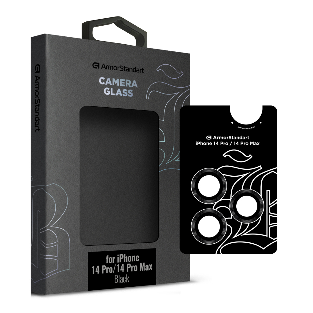 Скло захисне Armorstandart Camera glass Supreme Black Icon iPhone 14 Pro/14 Pro Max Black (ARM76595) - зображення 1