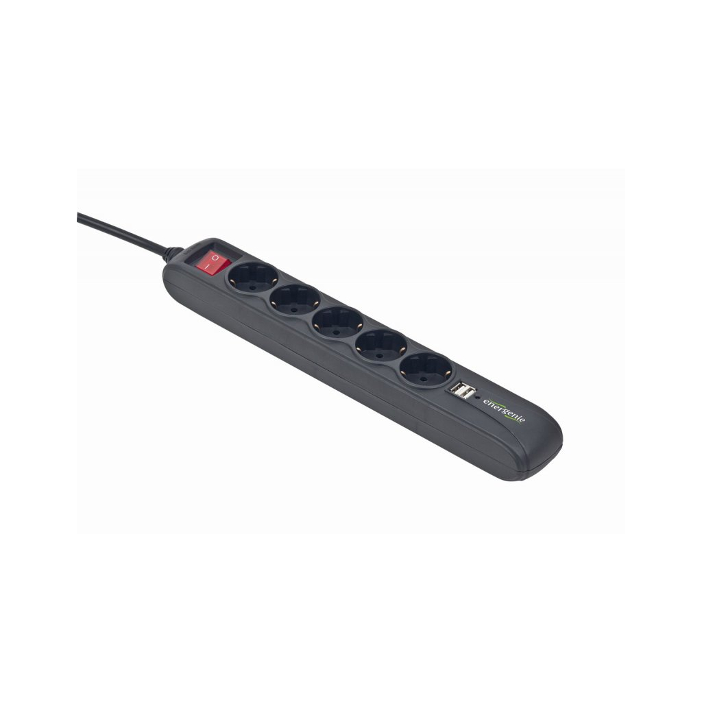 Мережевий фільтр живлення EnerGenie SPG5-U2-5 Power strip with USB charger, 5 sockets, (SPG5-U2-5) - зображення 1