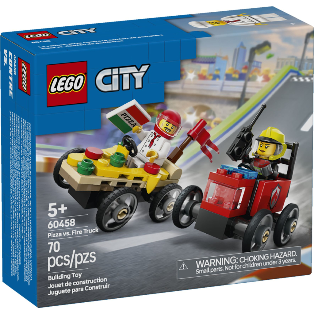Конструктор LEGO City Піца-авто проти пожежної машини Набір перегонів (60458) - зображення 1