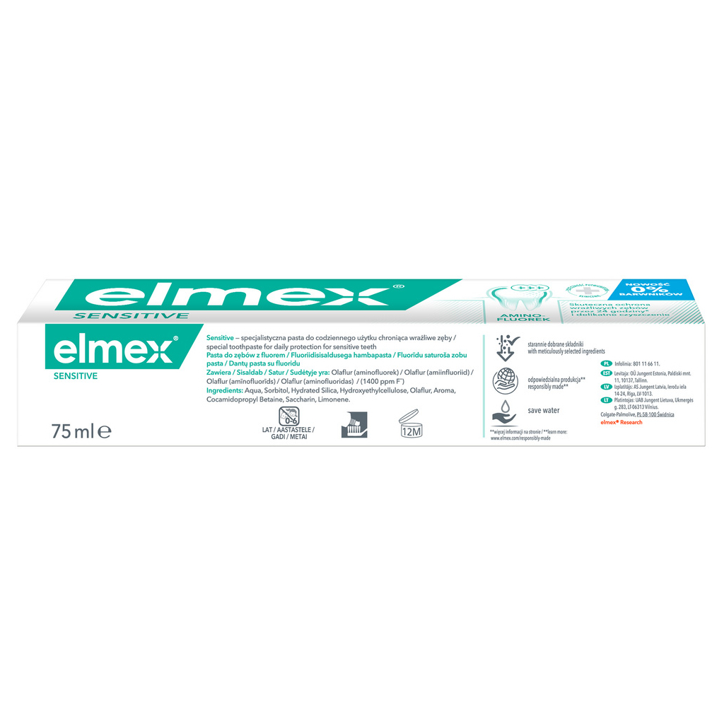 Зубна паста Elmex Sensitive з амінофторидом 75 мл (4007965560200) - изображение 3