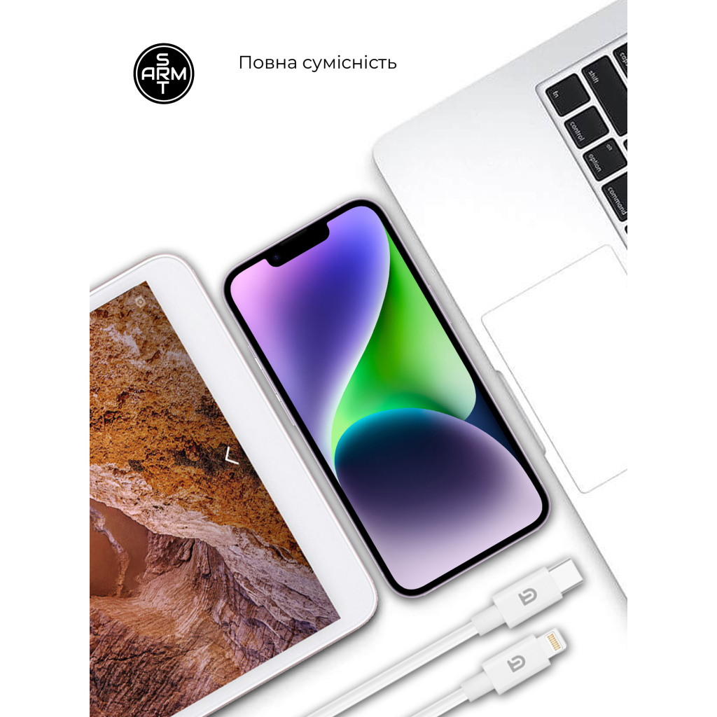 Зарядний пристрій Armorstandart AR-TA800W USB-C 25W White + cable USB-C to Lightning (ARM77719) - зображення 5