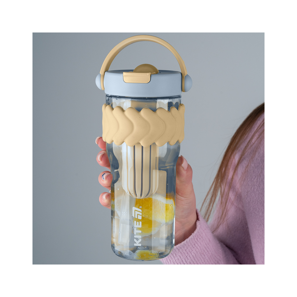 Пляшка для води Kite 900 мл бежево-блакитний (K25-1231-1) - зображення 7