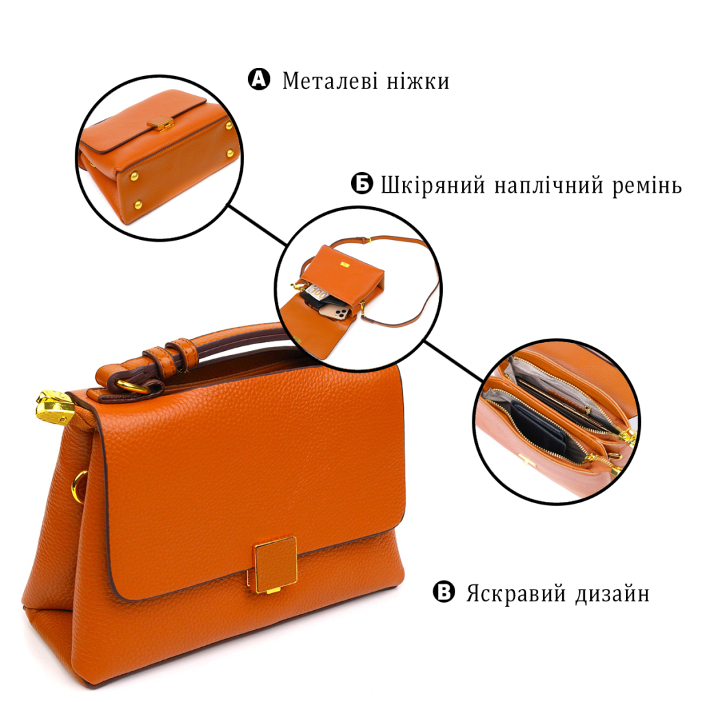 Сумка Vintage З натуральної шкіри Руда (22073) - зображення 4