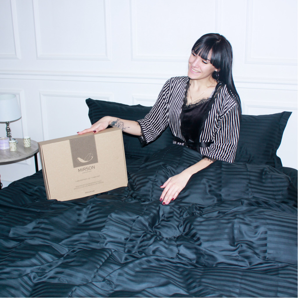 Постільна білизна MirSon Satin 30-0021DarkBlue 160х220 Сімейний (2200005255803) - изображение 6