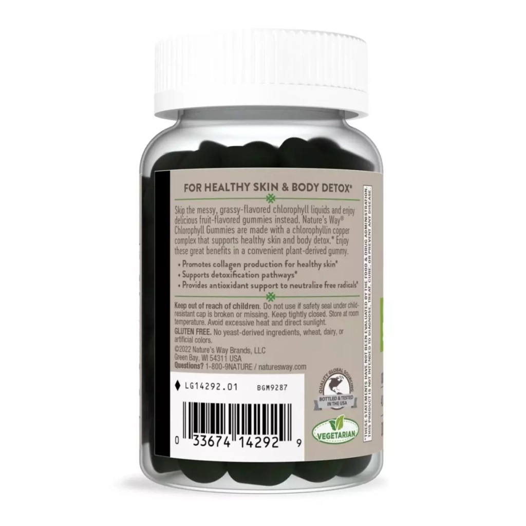 Вітамінно-мінеральний комплекс Nature's Way Хлорофіл, 100 мг, смак фруктів, Chlorophyll Gummies, 40 жувальні (NWY14292) - зображення 3