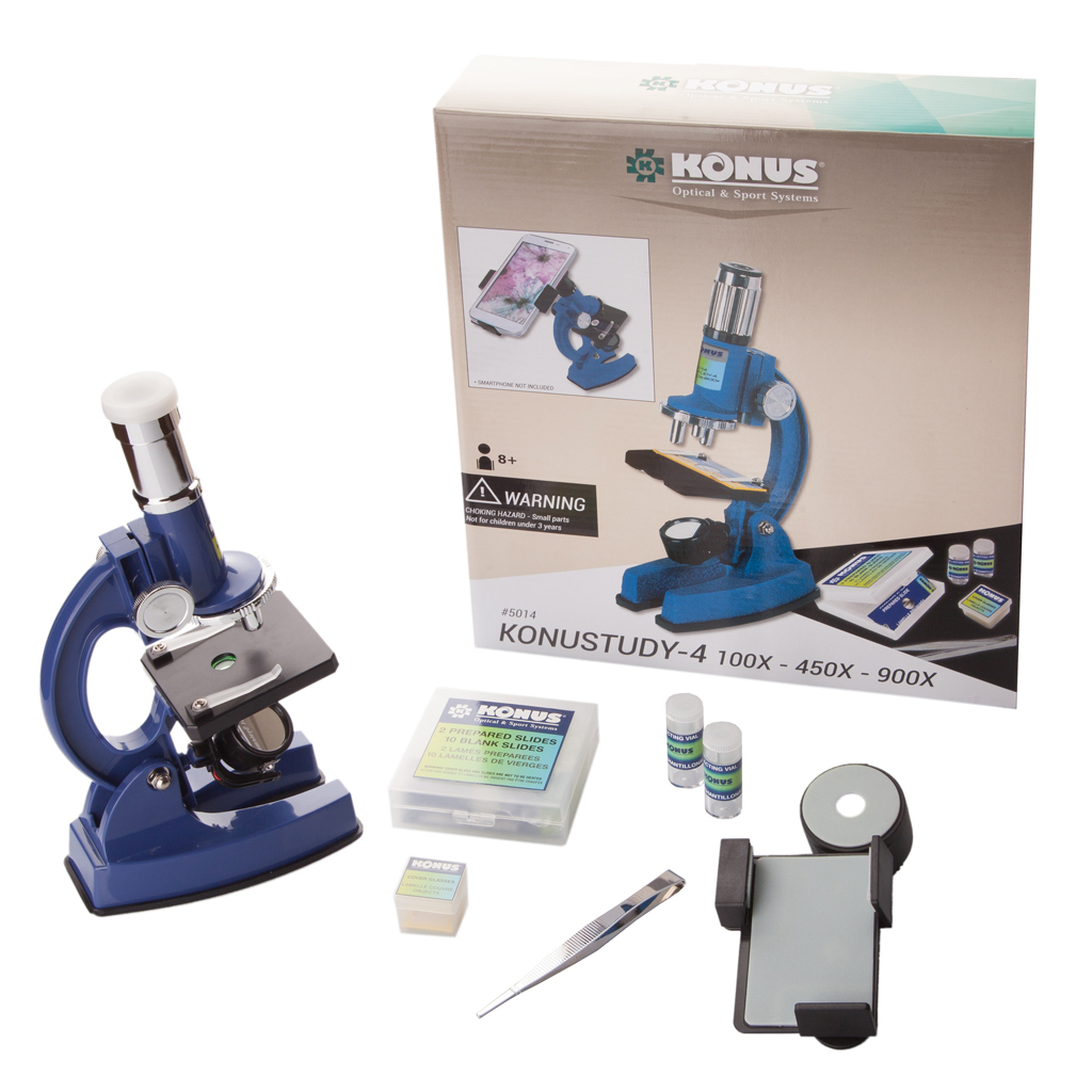 Мікроскоп Konus Konustudy-4 з адаптером для смартфона 150x, 450x, 900x (5014) - зображення 6
