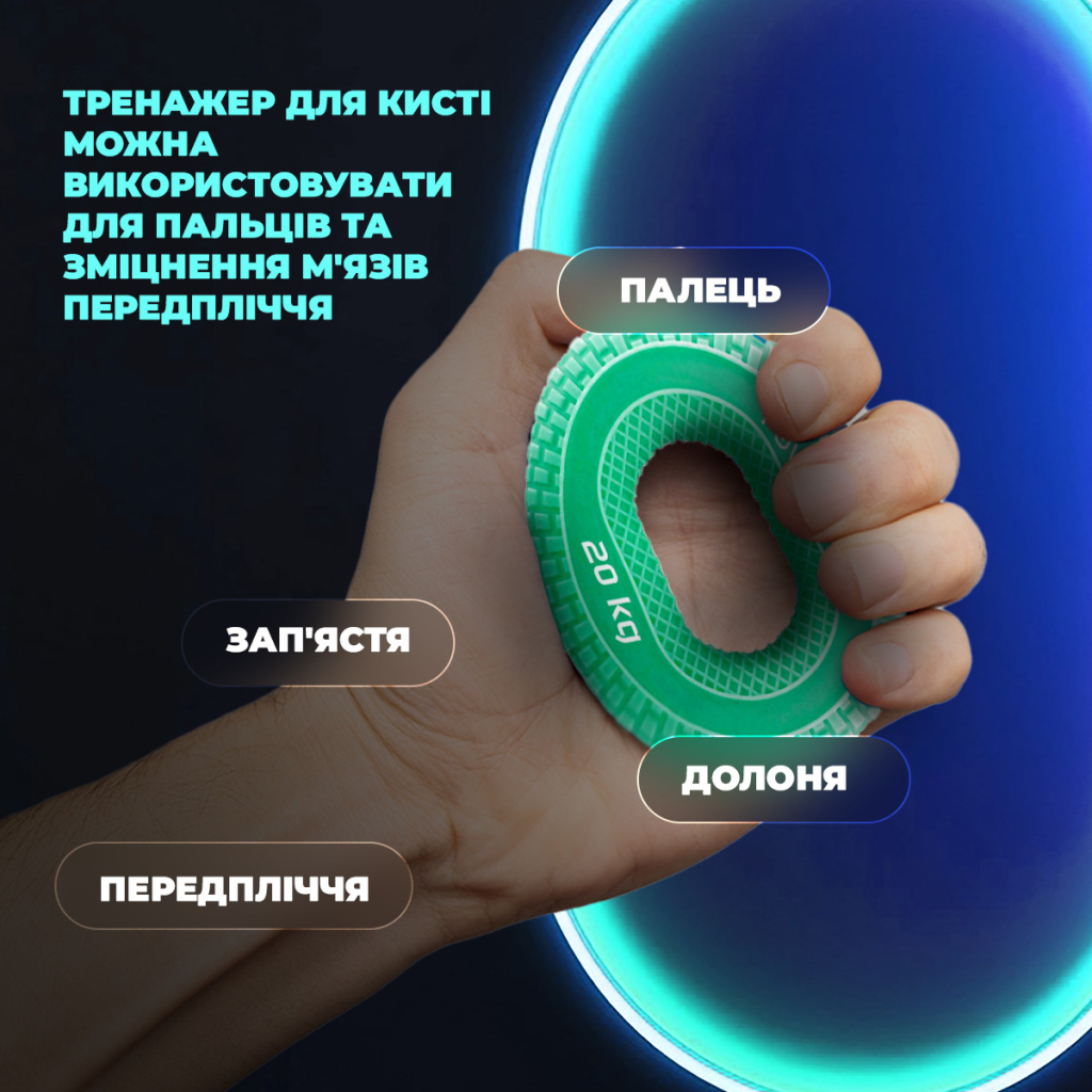 Еспандер PowerPlay PP-4333 Hand Grip Medium 20 кг Зелений (PP_4333_Green_20kg) - зображення 6