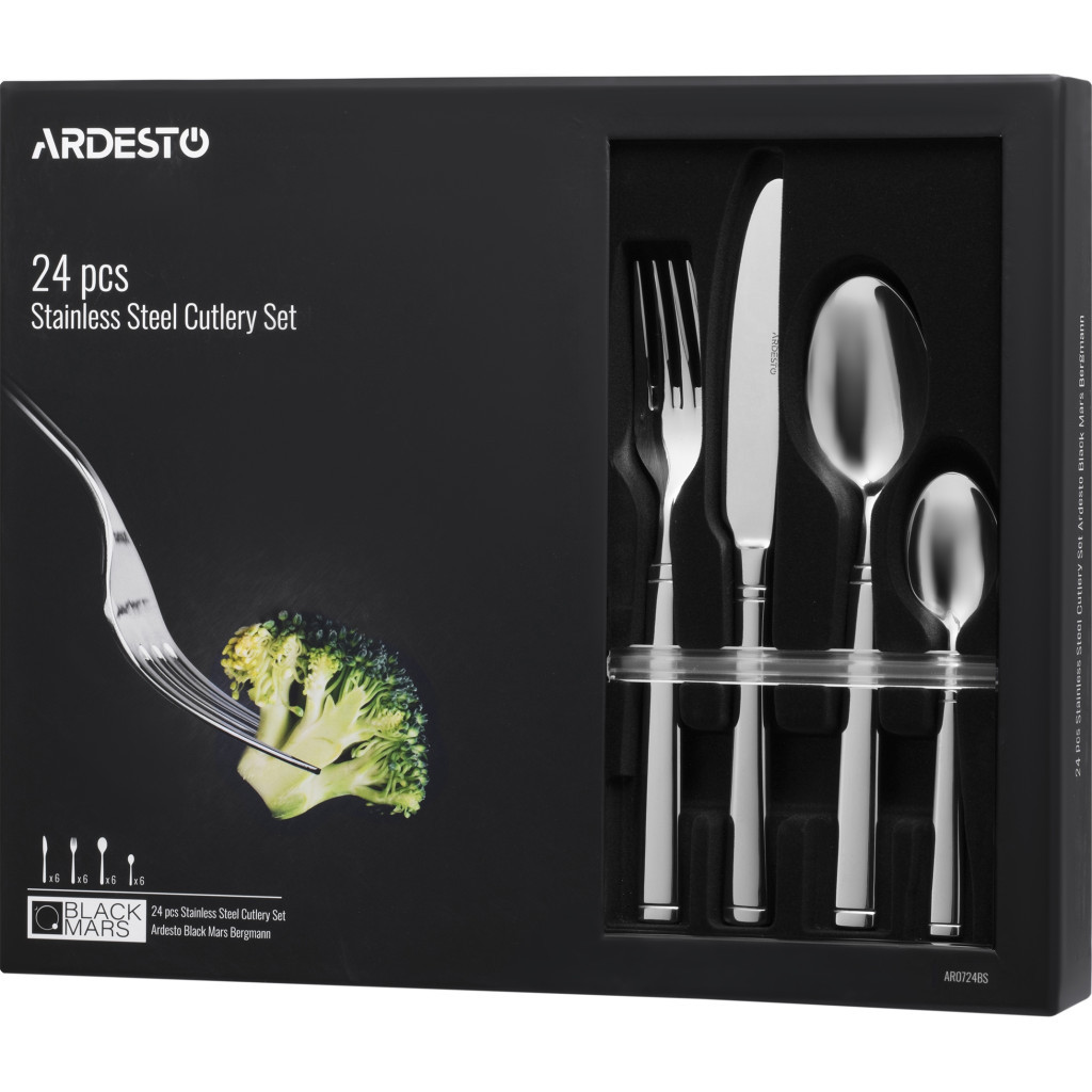 Набір столових приборів Ardesto Black Mars Bordeaux 24 предмета (AR0724BS) - изображение 7