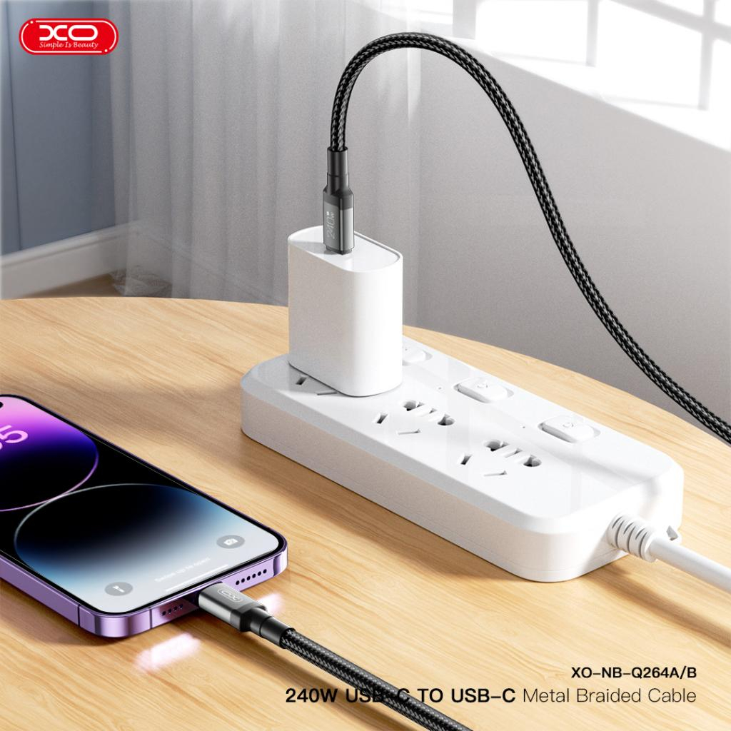 Дата кабель USB-C to USB-C 1.0m 240W black XO (NBQ264A_С_Black) - зображення 7