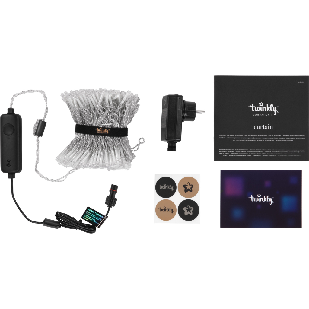 Гірлянда Twinkly Smart LED Curtain RGBW 400, Gen II, IP44, 1.45 х 2.1м, прозорий (TWW400SPP-TEU) - зображення 2
