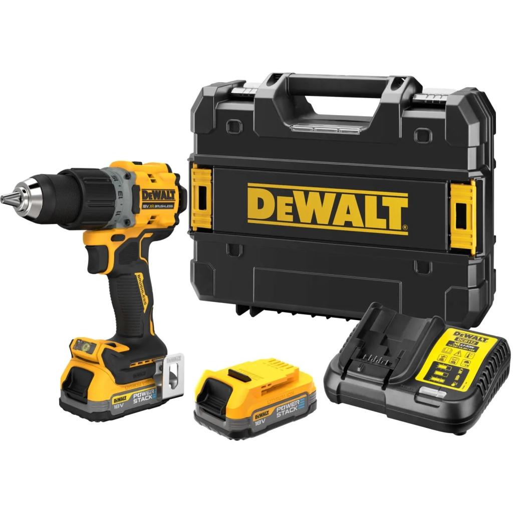 Шуруповерт DeWALT XR Li-Ion PowerStack 18V 2x1.7 Аг, 90 Нм, 0-650/0-2000 об/хв (DCD800E2T) - зображення 1