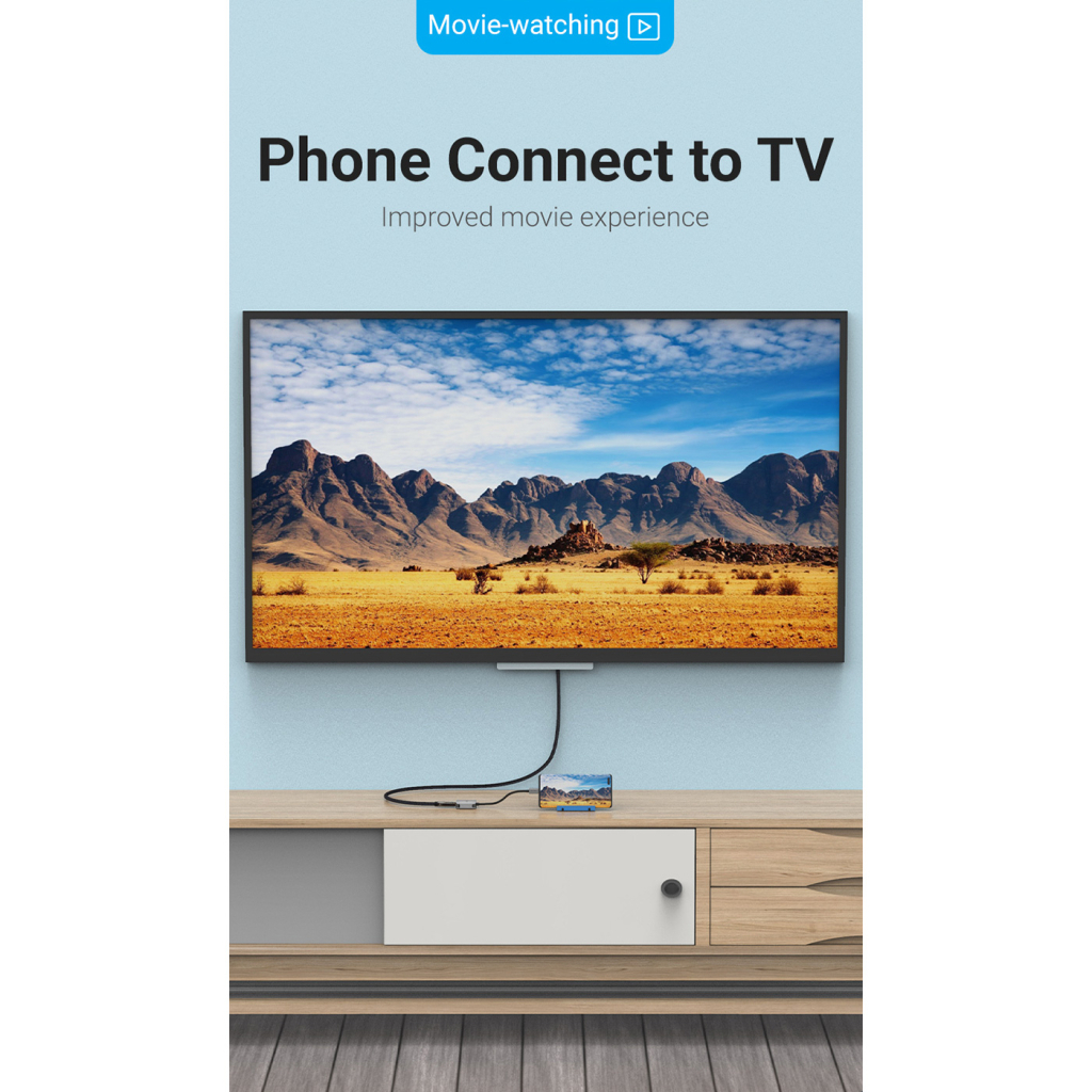 Перехідник USB3.1 Type-C to HDMI (F) 4K 30HZ 0.15m Vention (TDEHB) - зображення 3