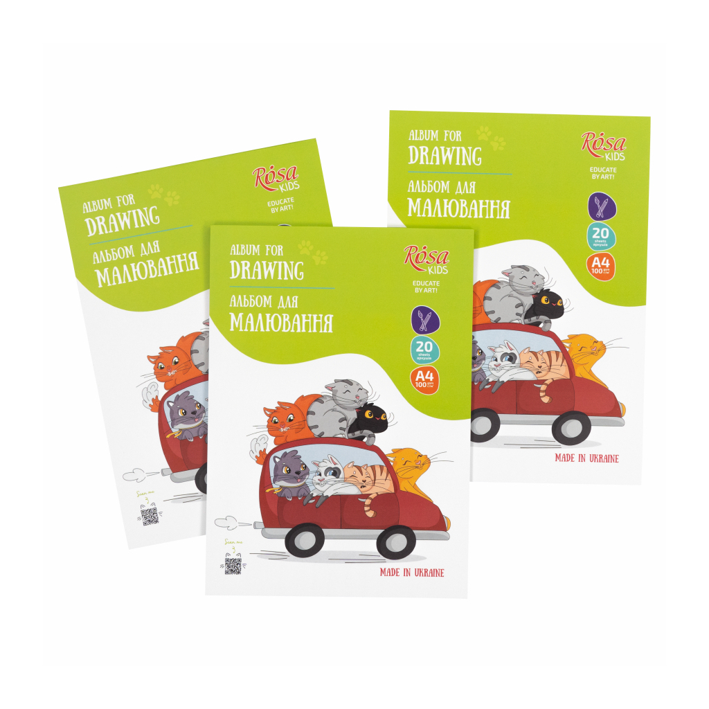 Альбом для малювання Rosa Kids склейка Cats in the Car А4 20 аркушів (4823098543015) - picture 4